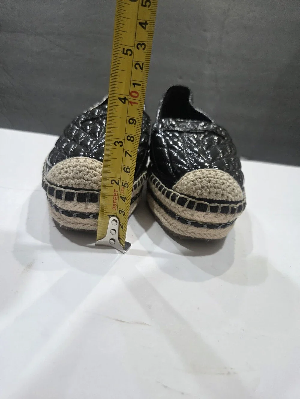 Karl Lagerfeld Desta Black Quilted Espadrille Slip-On Flats - Women's Sz.8
